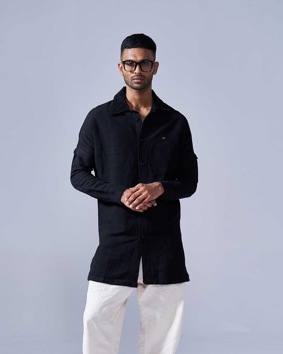 RWDY COLLAR KURTA | MATTE BLACK