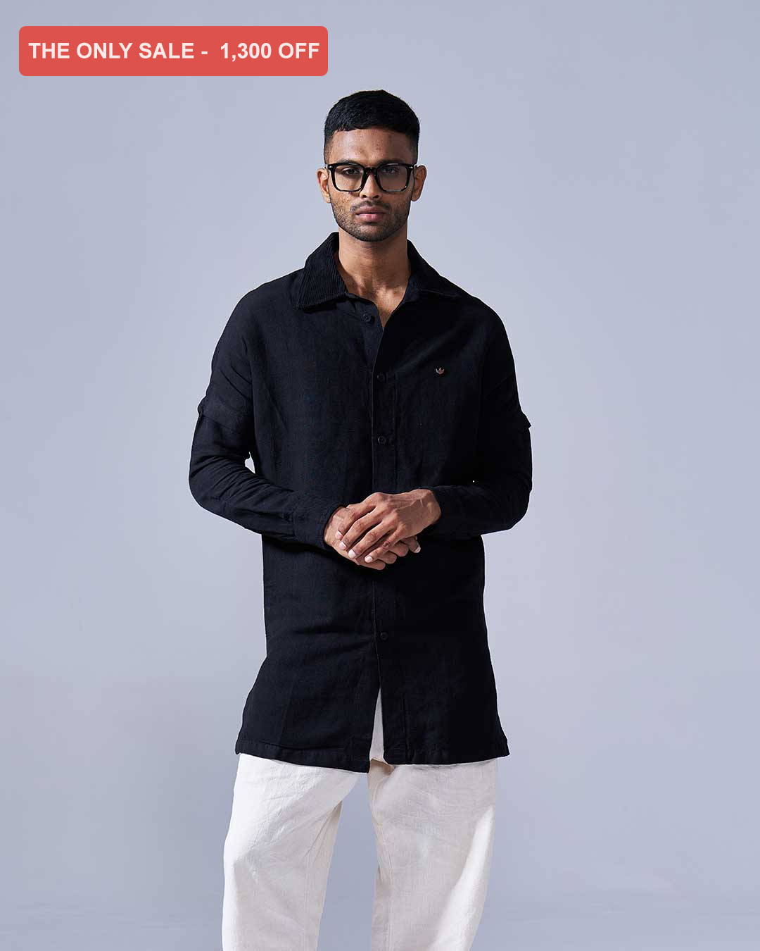 RWDY COLLAR KURTA | MATTE BLACK