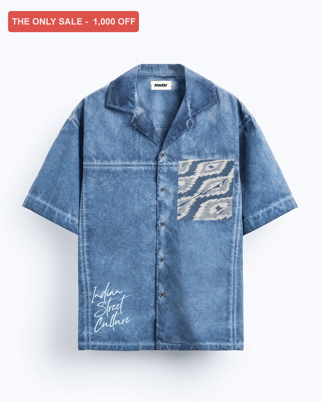DENIM IKAT PATCH SHIRT