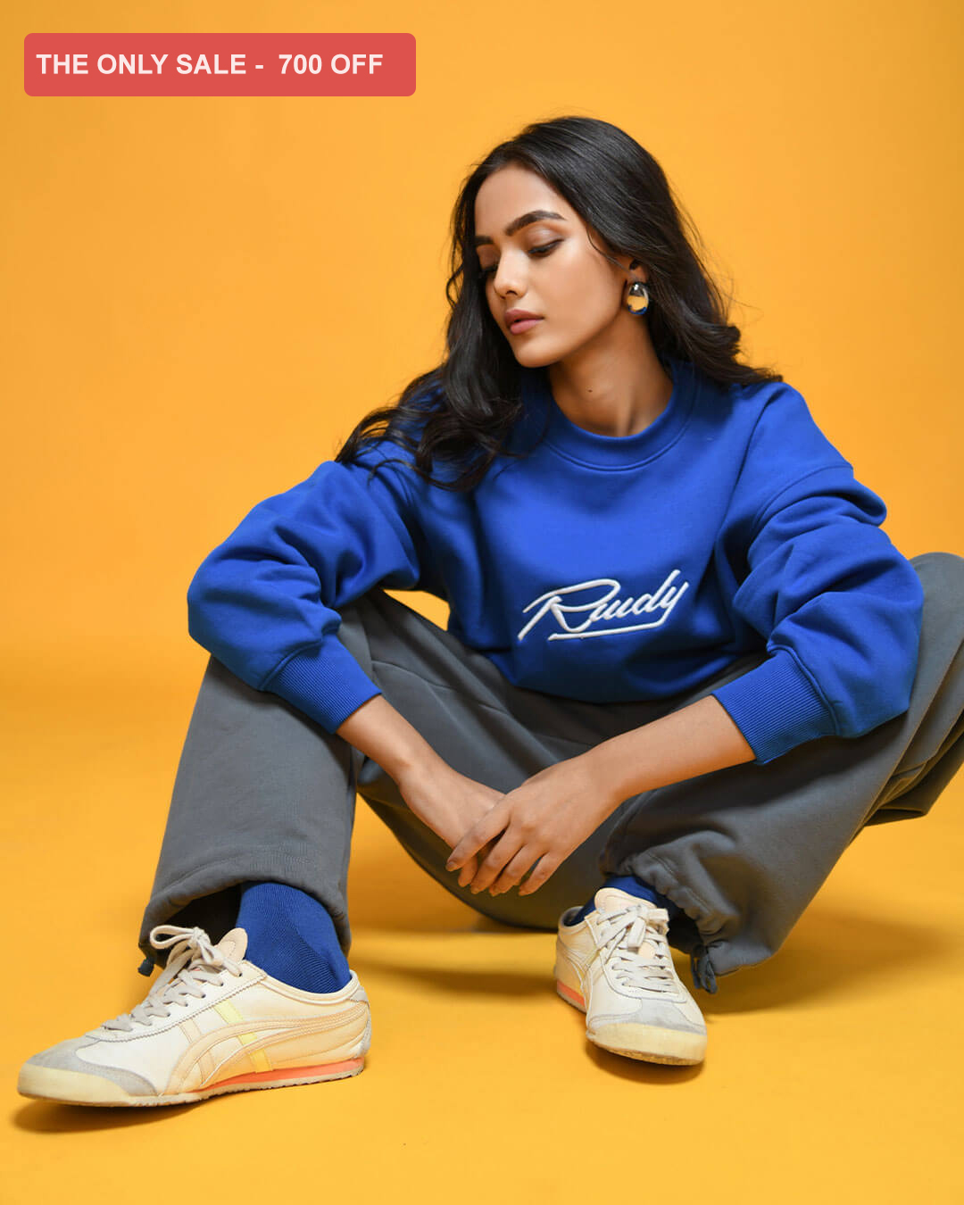 EMBROIDERED RWDY  SWEATSHIRT | DEEP BLUE 