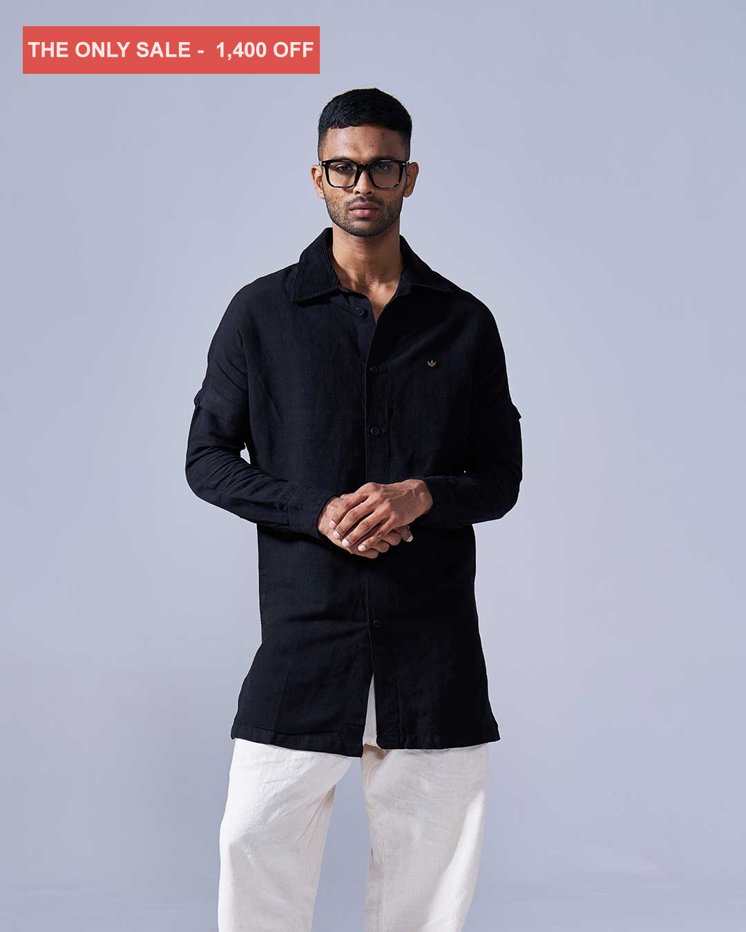 RWDY COLLAR KURTA | MATTE BLACK