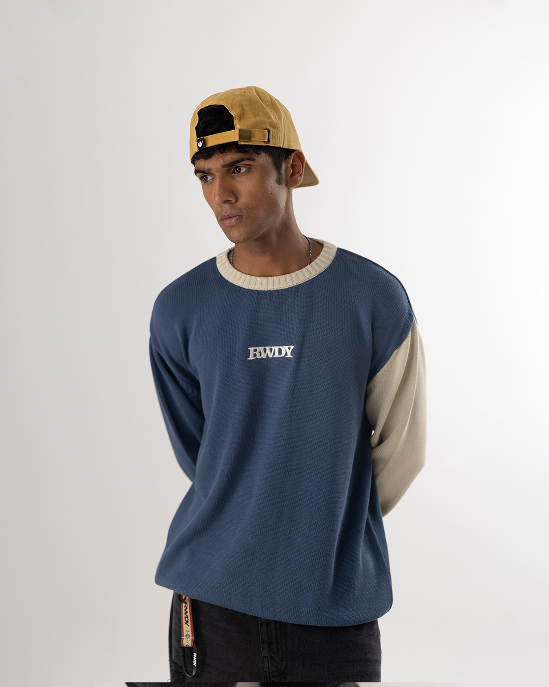 RWDY BLOCK KNIT SWEATER| BLUE