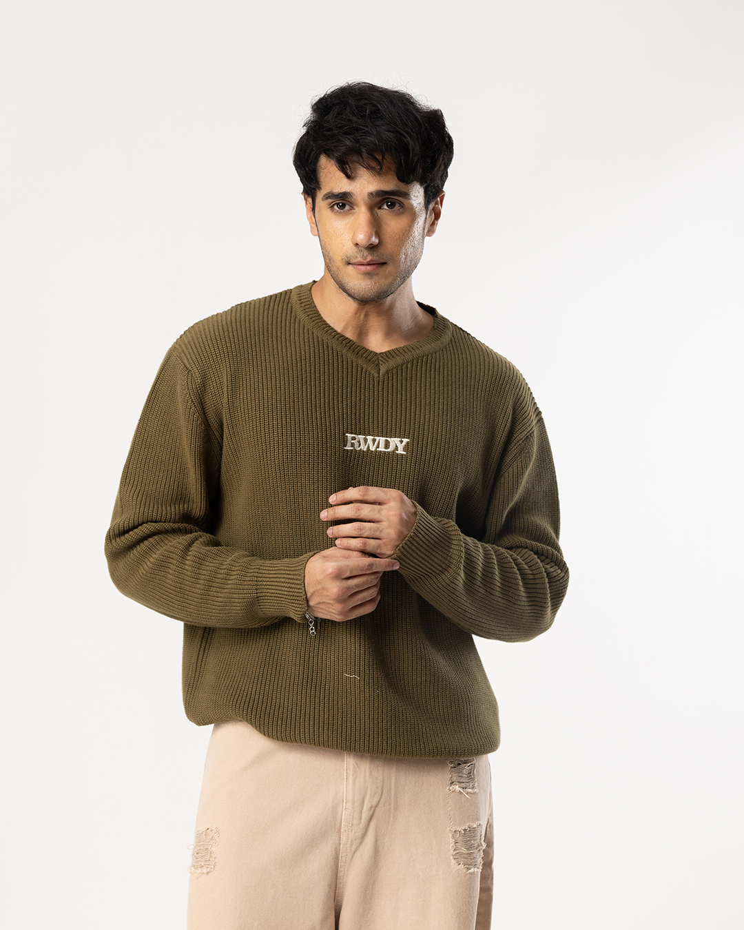 RWDY RELAXED KNIT SWEATER| MOSS BROWN